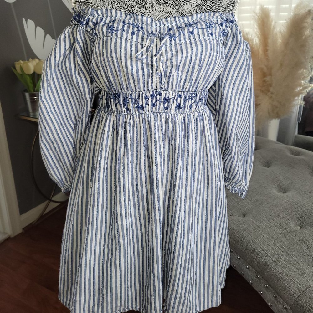 American Eagle Off Shoulder Striped Mini Dress Size XS